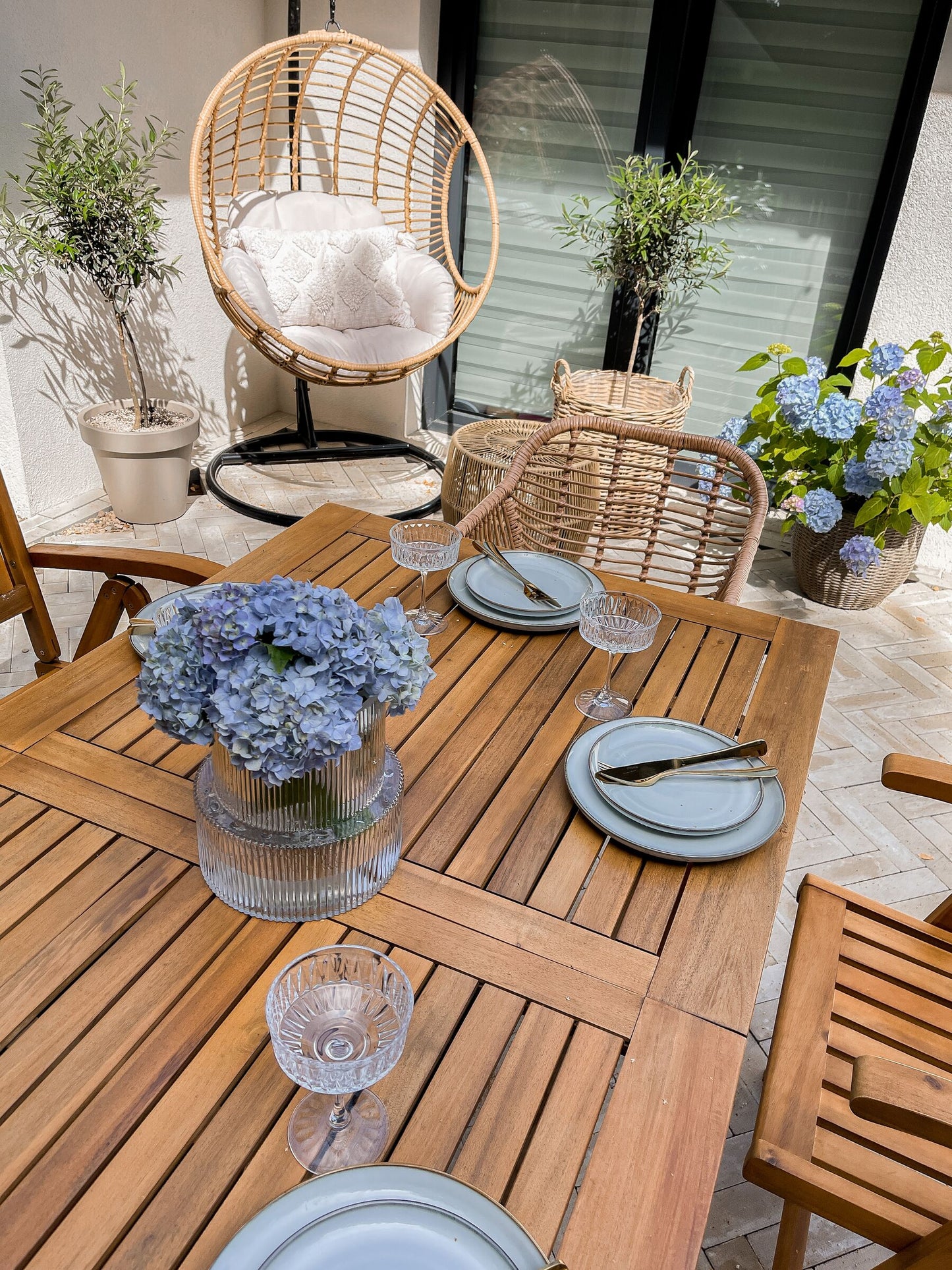 Garden Dining Set 6 Seater JAVA Acacia Wood Light Brown