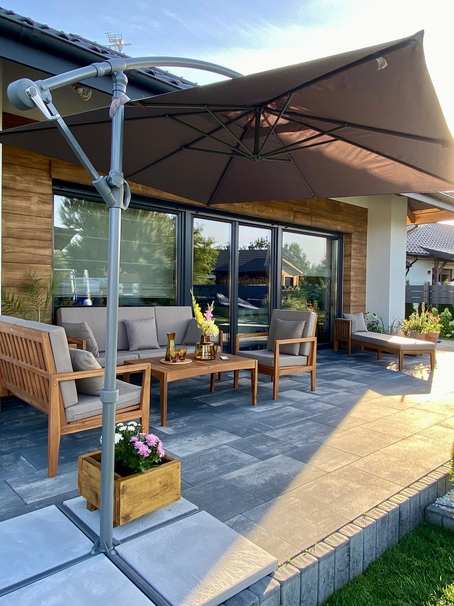 Garden Lounge Set with Table 7 Seater PATAJA Acacia Wood Light Brown