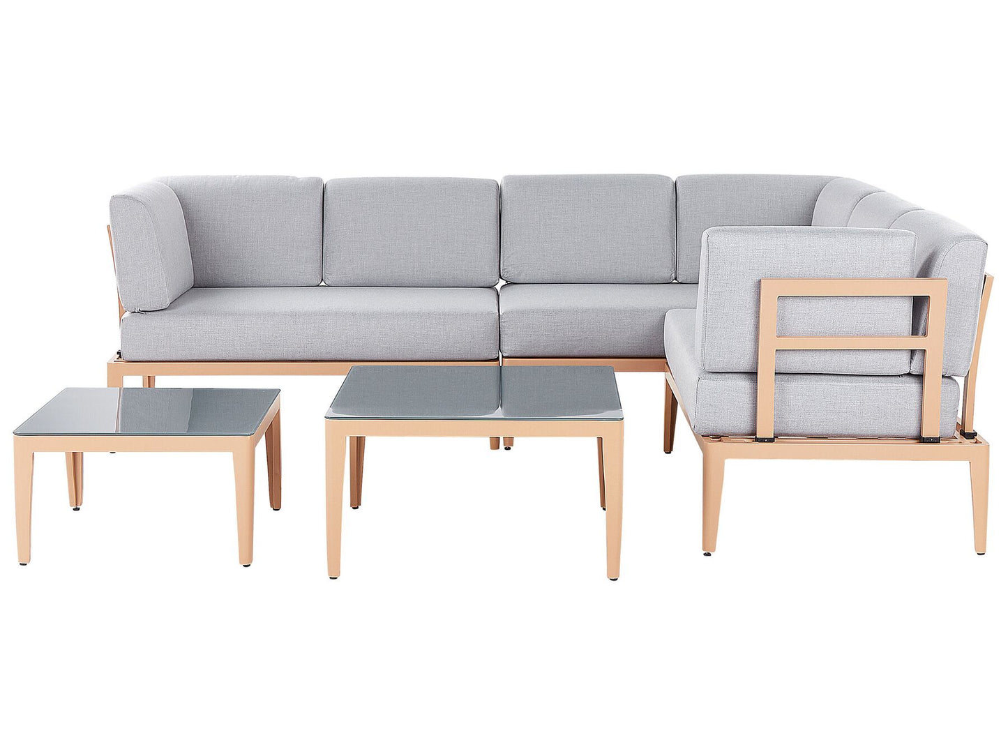 Garden Corner Sofa with Table 6 Seater RIMA III Left Hand Modular Metal Grey