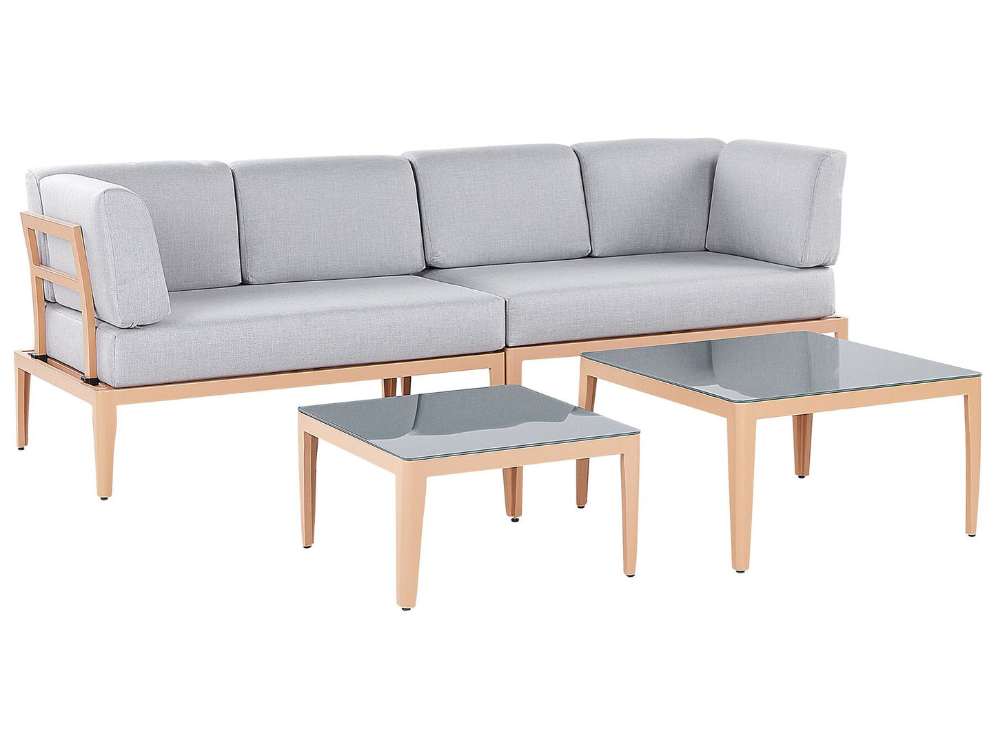 Garden Corner Sofa with Table 6 Seater RIMA III Left Hand Modular Metal Grey