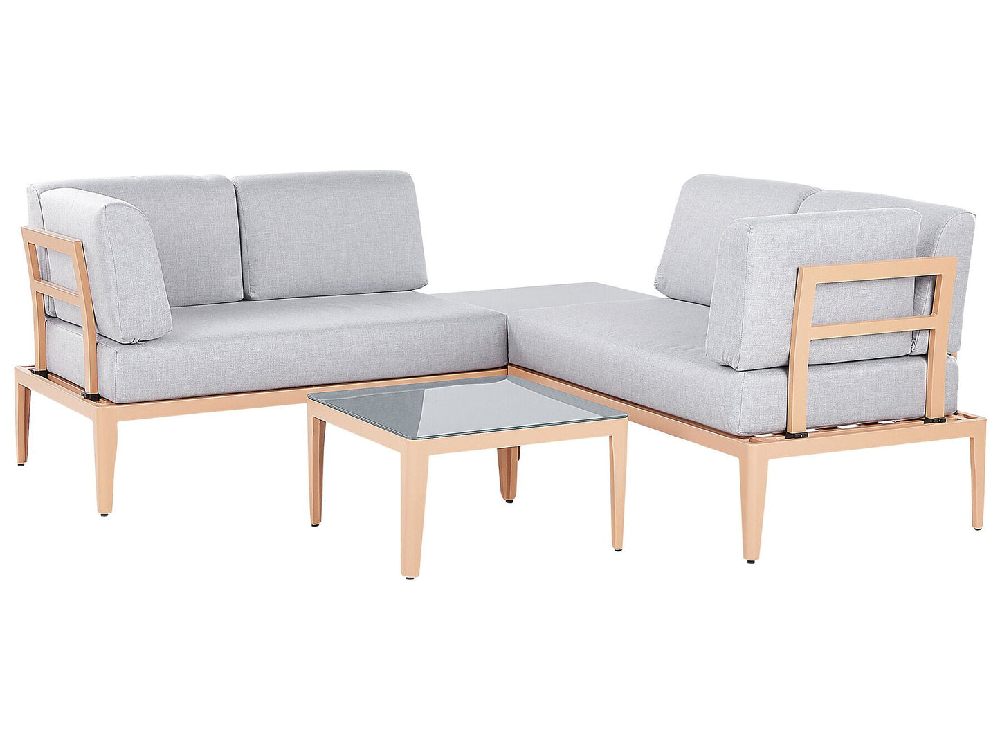 Garden Corner Sofa with Table 6 Seater RIMA III Left Hand Modular Metal Grey
