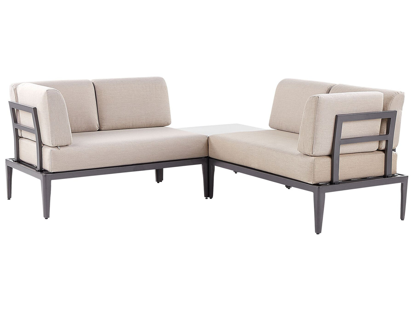 Garden Corner Sofa with Table 6 Seater RIMA III Left Hand Modular Metal Beige