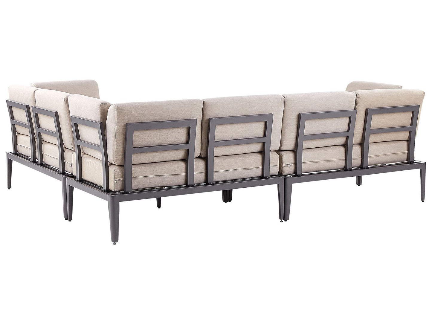 Garden Corner Sofa with Table 6 Seater RIMA III Left Hand Modular Metal Beige