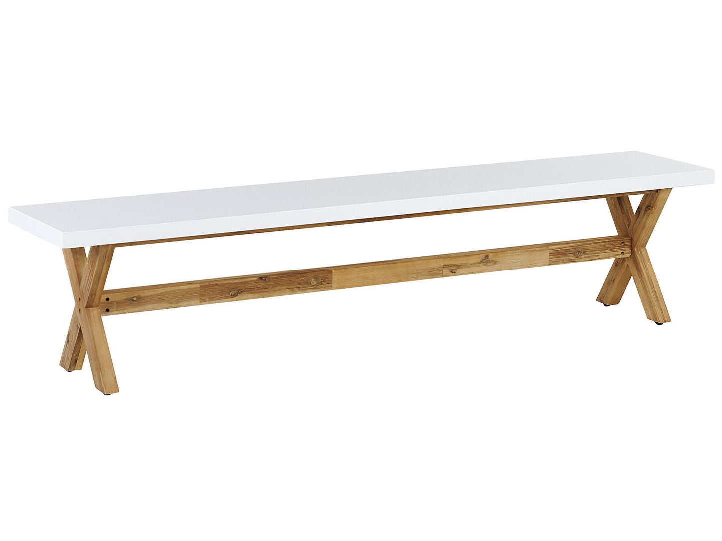 Garden Dining Set with Benches 6 Seater OLBIA Concrete White
