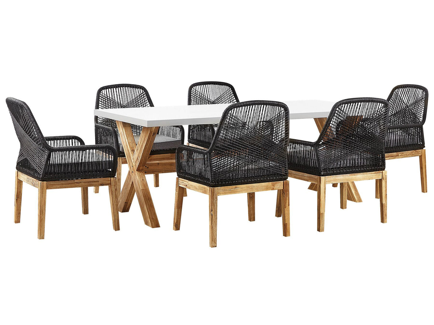 Garden Dining Set 6 Seater OLBIA with Cushions Concrete Black