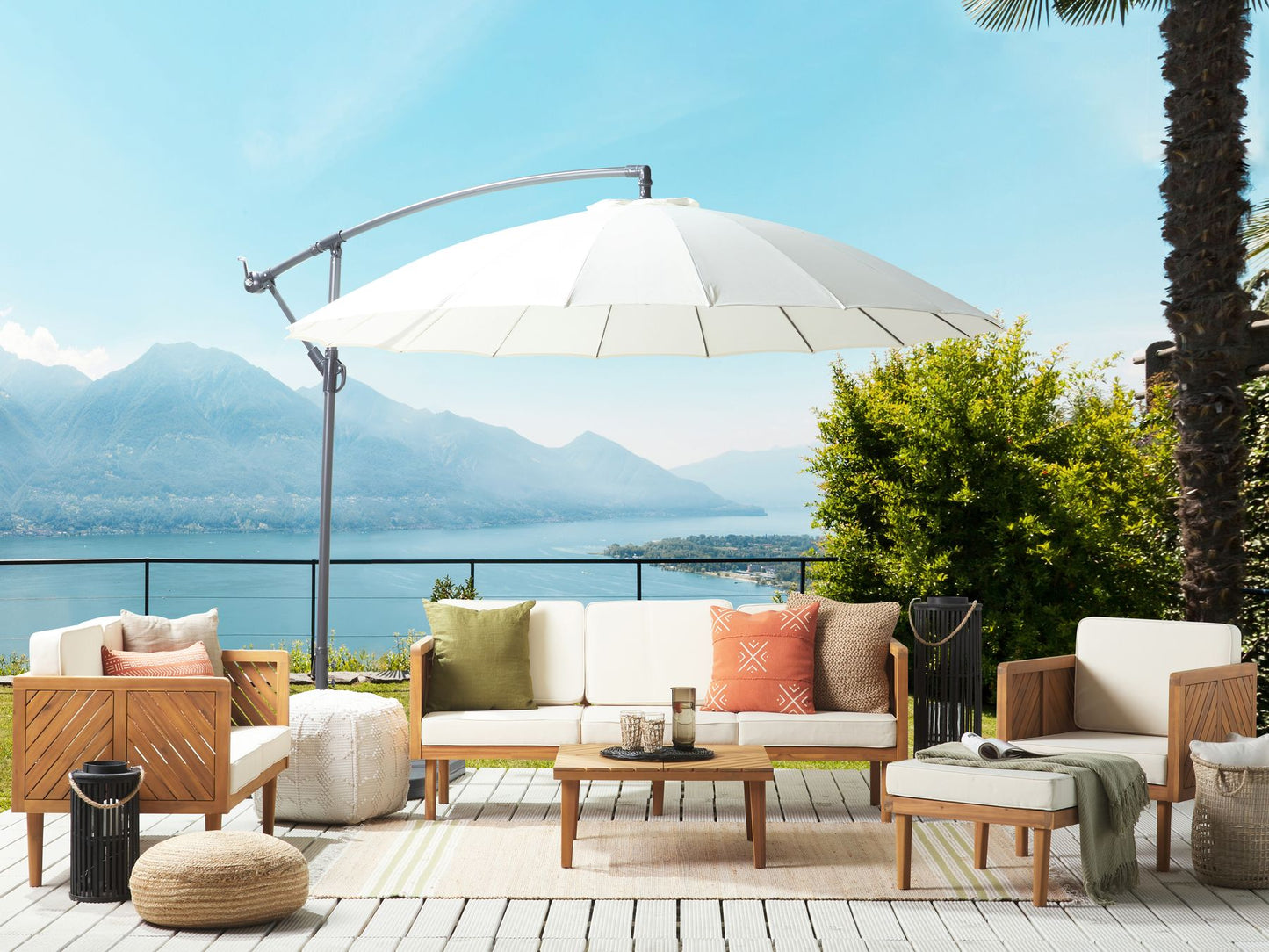 Garden Lounge Set with Table and Ottoman 6 Seater BARATTI Acacia Wood Brown