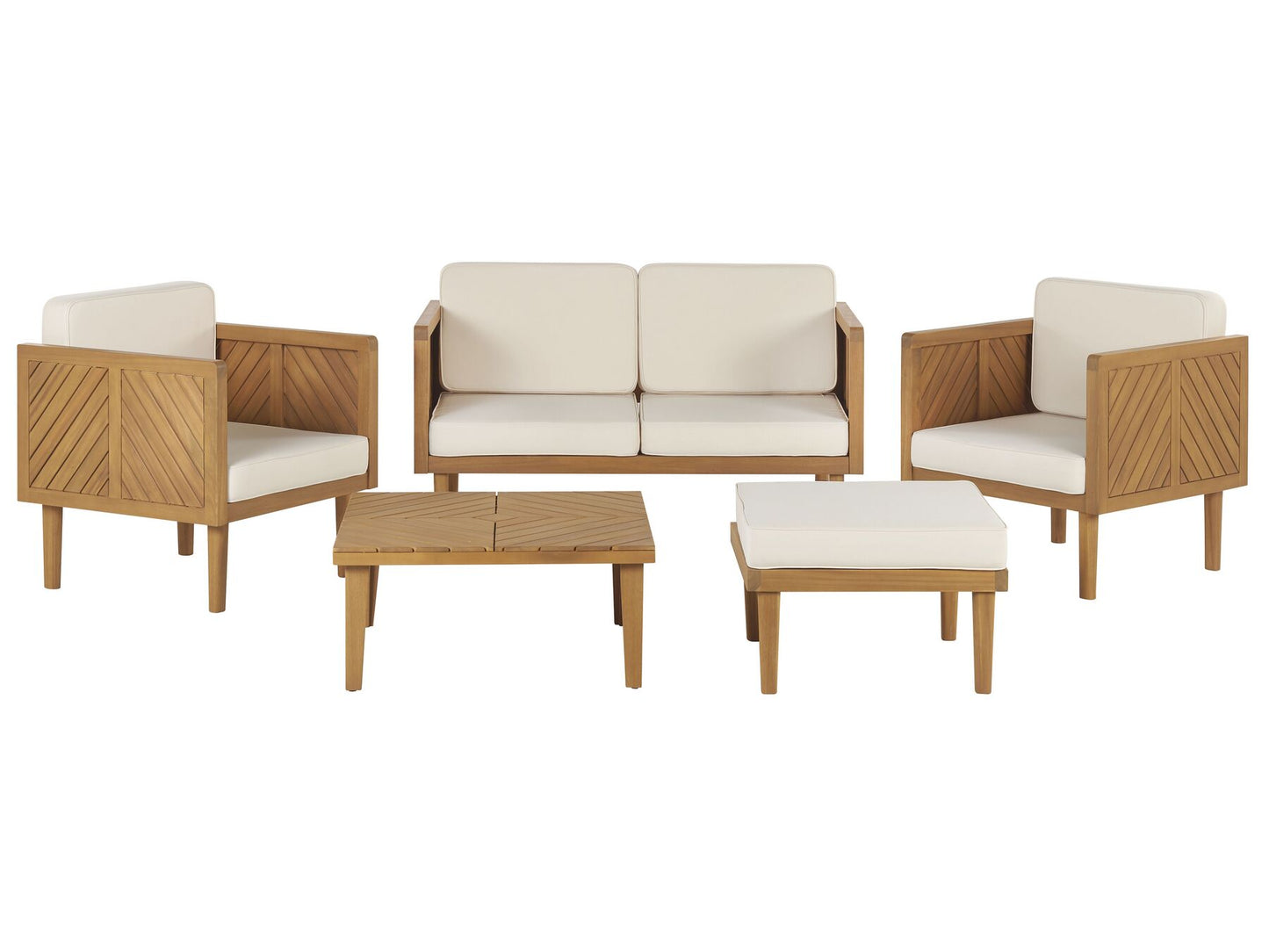 Garden Lounge Set with Table and Ottoman 4 Seater BARATTI Acacia Wood Brown