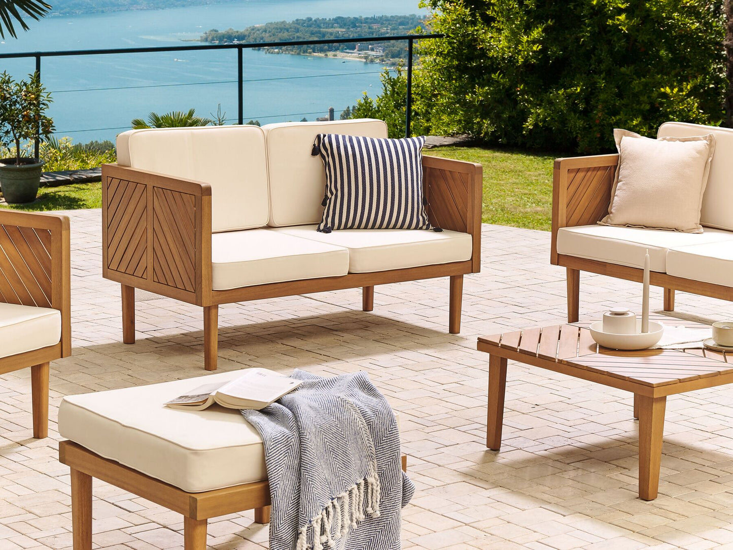 Garden Sofa 2 Seater BARATTI Acacia Wood Brown