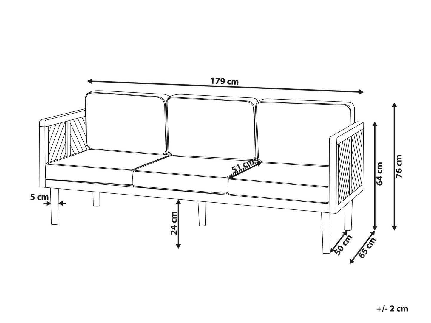 garden sofa 2 seater susua rattan natural