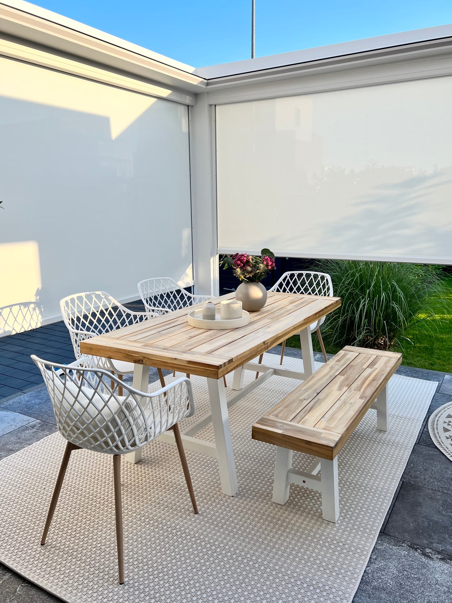 Garden Dining Set 6 Seater SCANIA Acacia Wood White