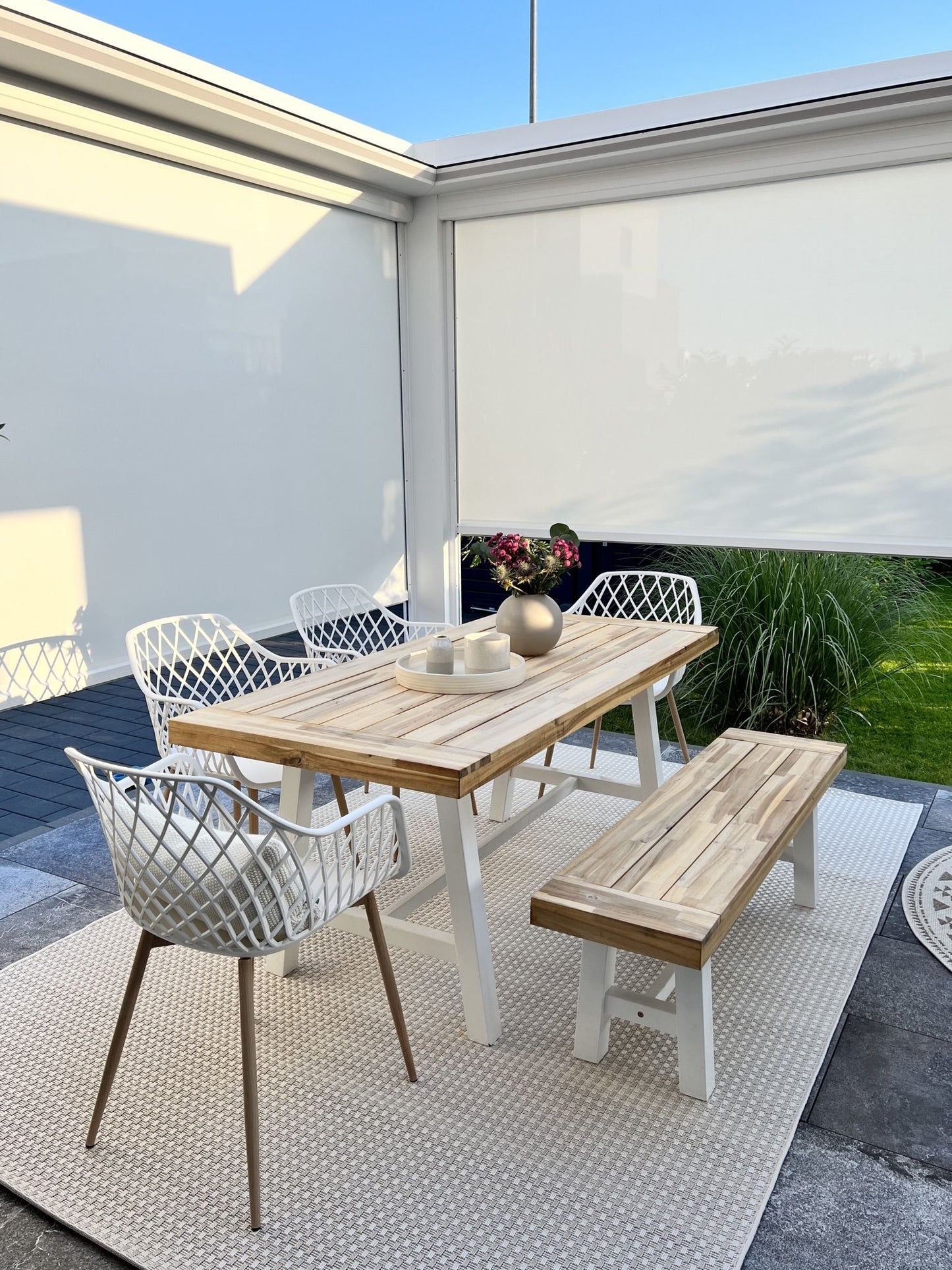 Garden Dining Set 6 Seater SCANIA Acacia Wood White