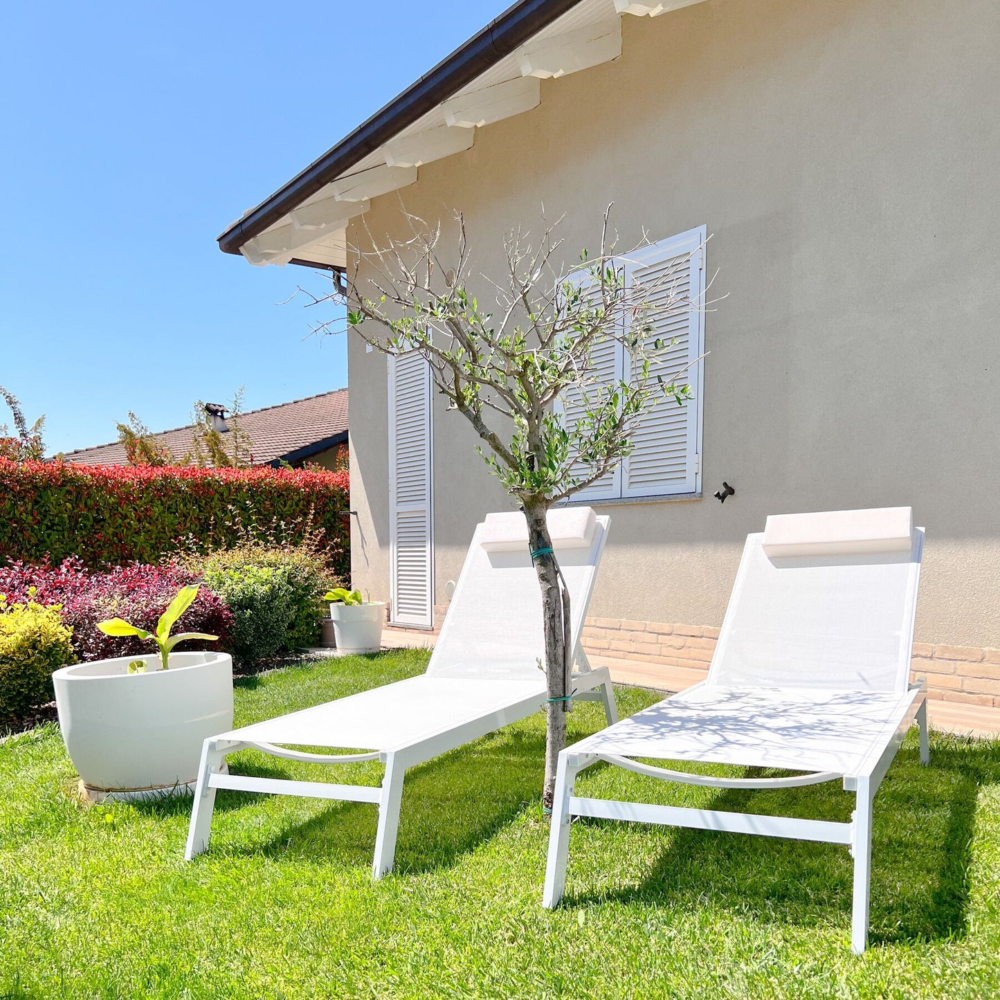 Aluminium Reclining Sun Lounger White CATANIA II