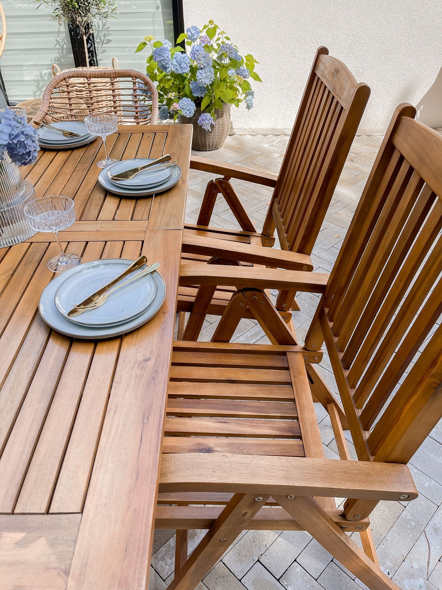 Garden Dining Set 6 Seater JAVA with Cushions Acacia Wood Off-White