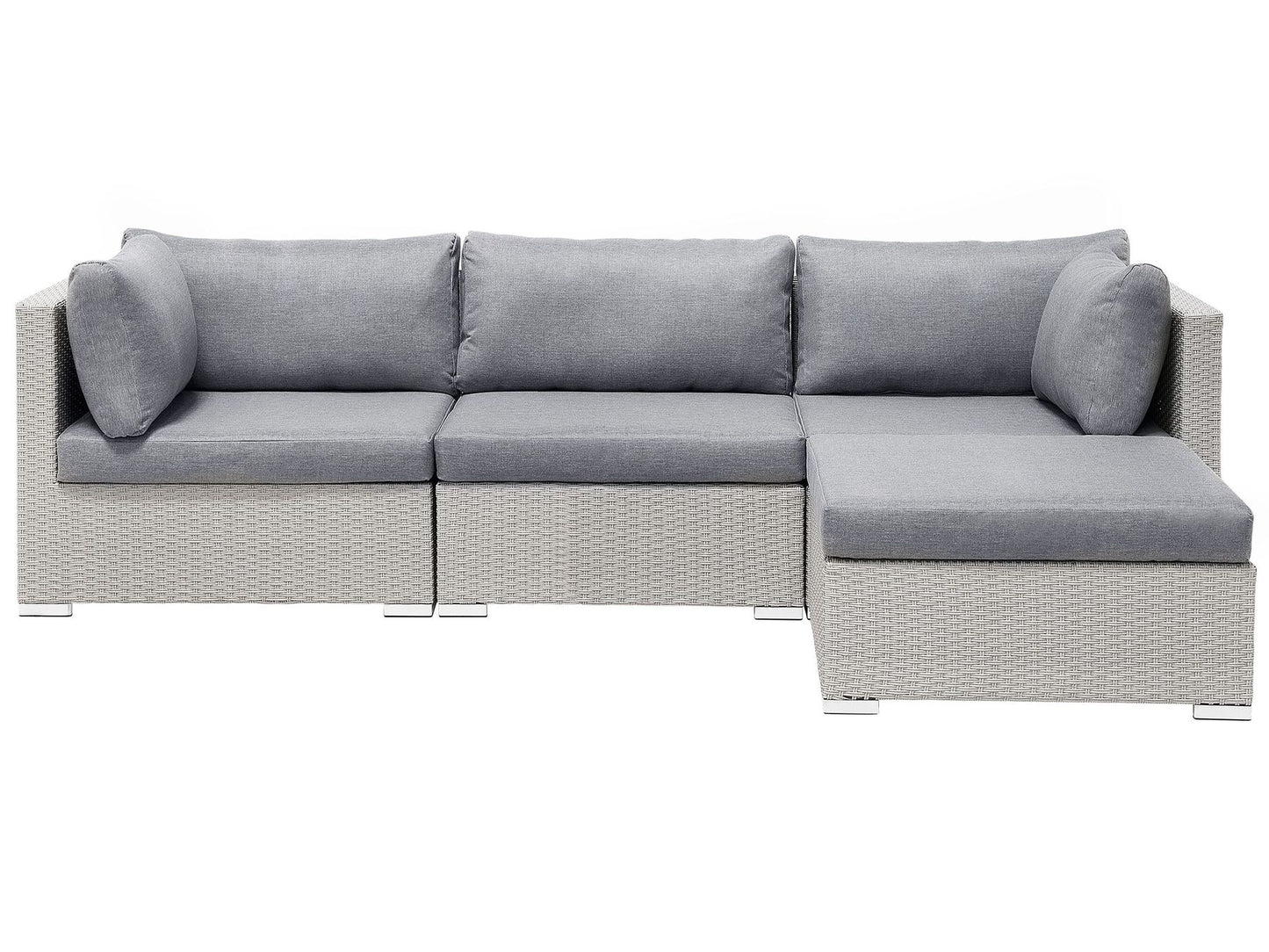 Garden Corner Sofa with Table 4 Seater SANO II Right Hand Modular PE Rattan Light Grey