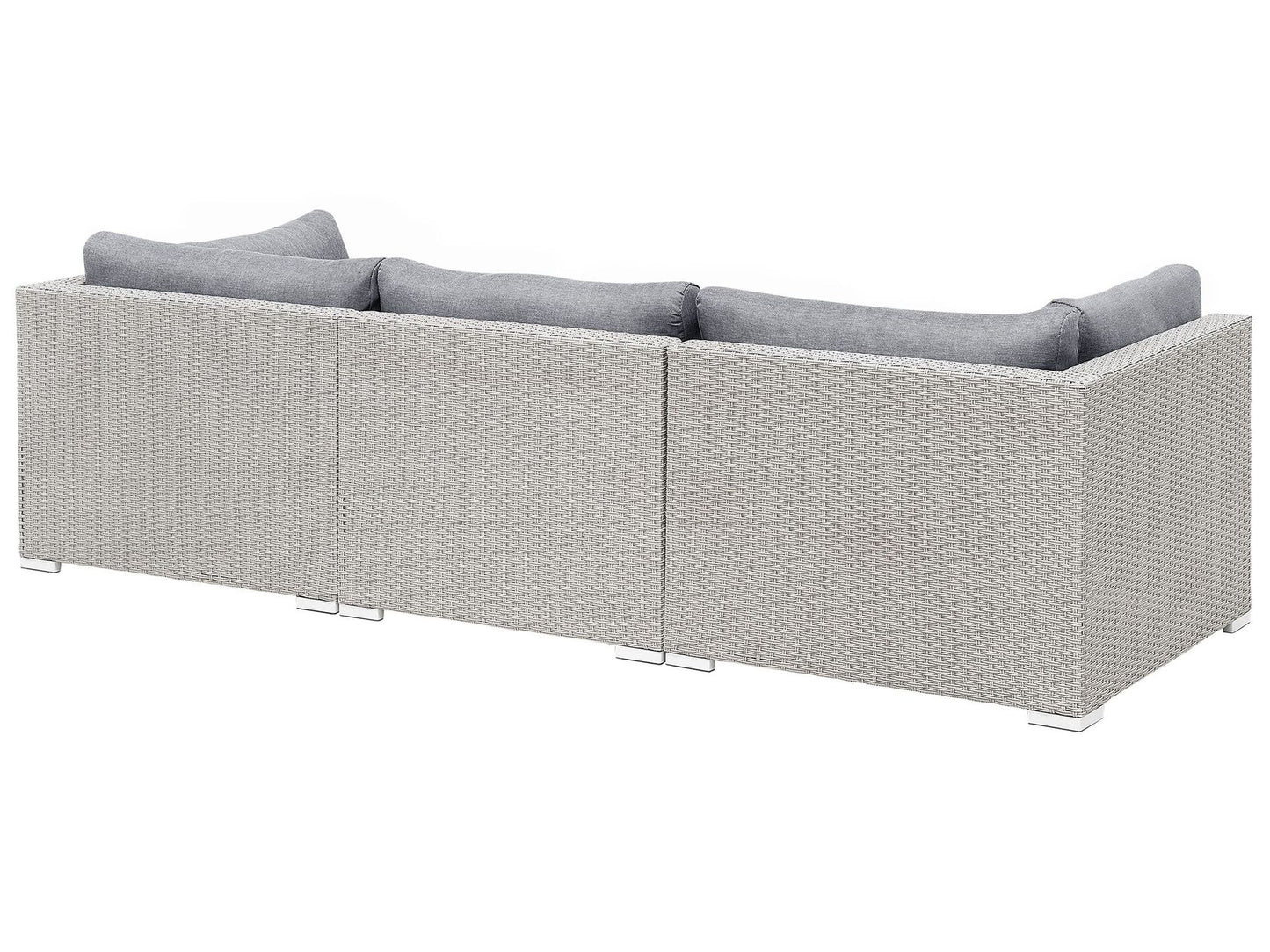 Garden Corner Sofa with Table 4 Seater SANO II Right Hand Modular PE Rattan Light Grey