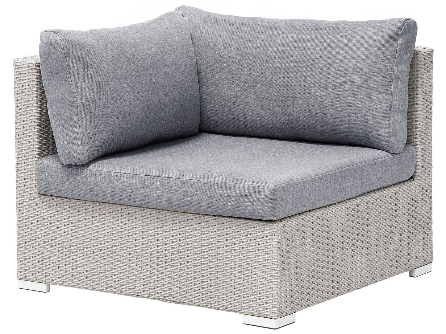 Garden Corner Sofa with Table 4 Seater SANO II Right Hand Modular PE Rattan Light Grey