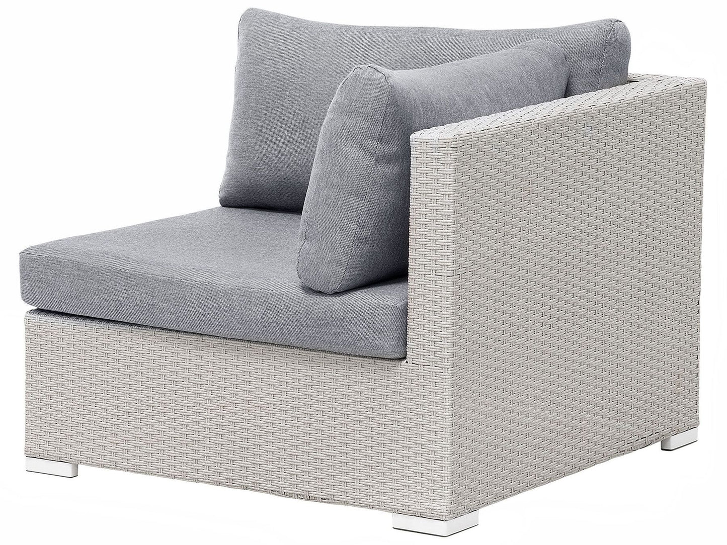 Garden Corner Sofa with Table 4 Seater SANO II Right Hand Modular PE Rattan Light Grey