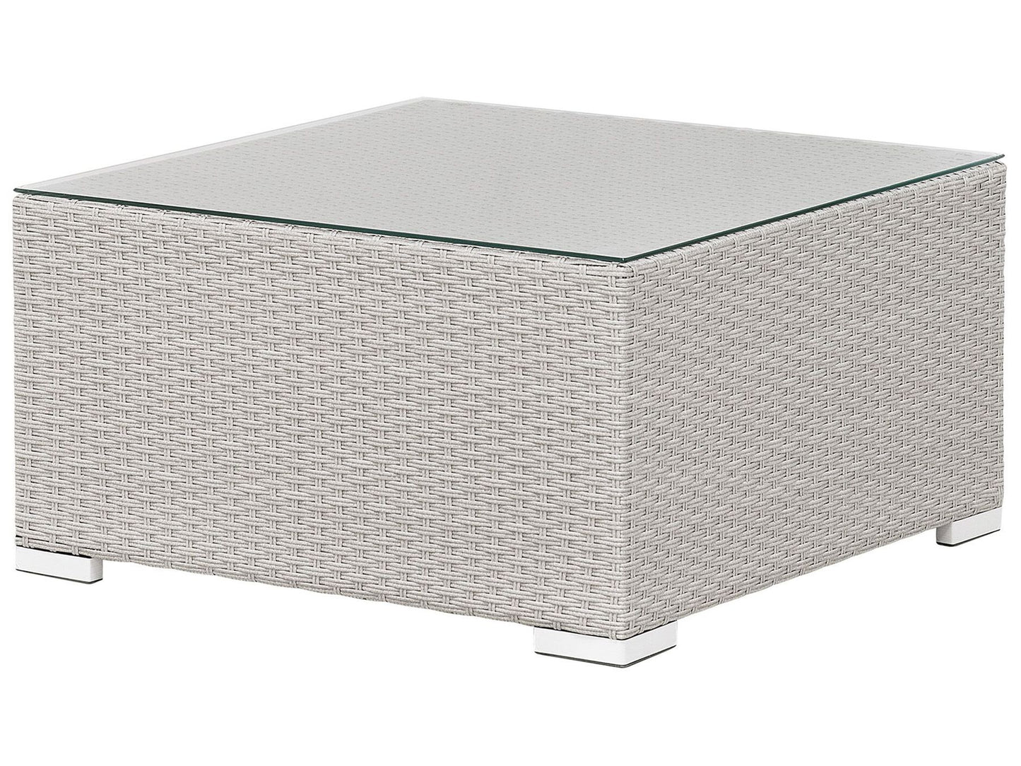 Garden Corner Sofa with Table 4 Seater SANO II Right Hand Modular PE Rattan Light Grey