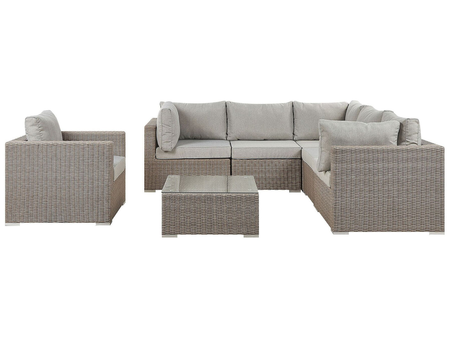 Garden Lounge Set with Table 6 Seater CONTARE Right Hand Modular PE Rattan Taupe
