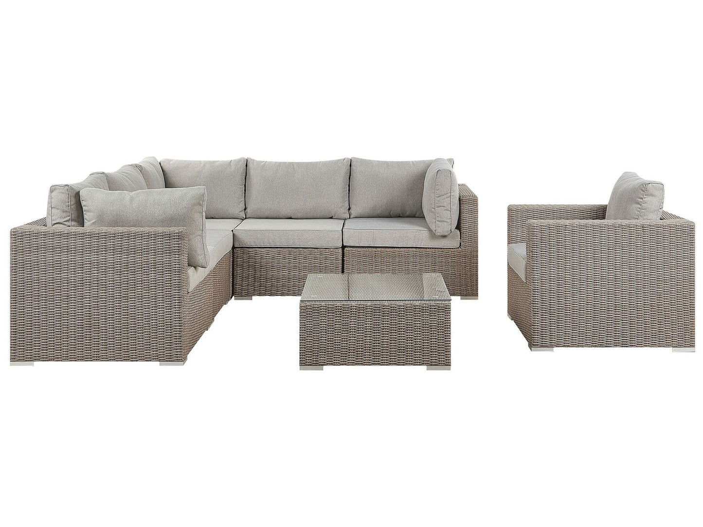 Garden Lounge Set with Table 6 Seater CONTARE Right Hand Modular PE Rattan Taupe