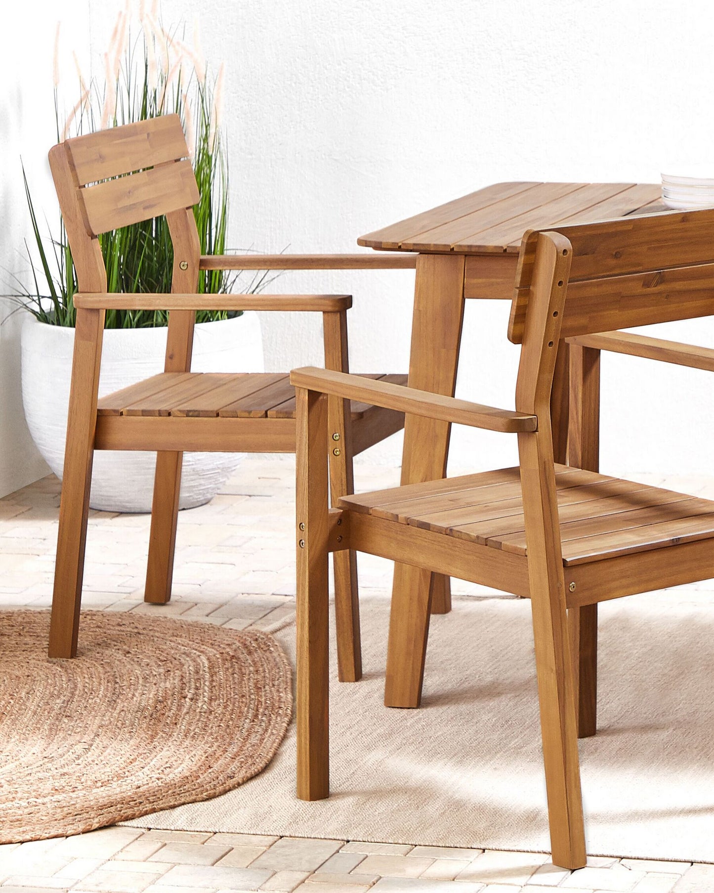Set of 4 Garden Chairs FORNELLI Acacia Wood Brown