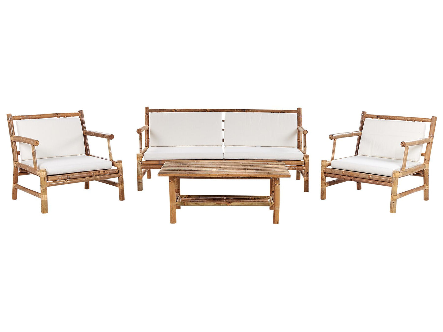 Garden Lounge Set with Table 4 Seater RICCIONE Bamboo Wood Light Brown