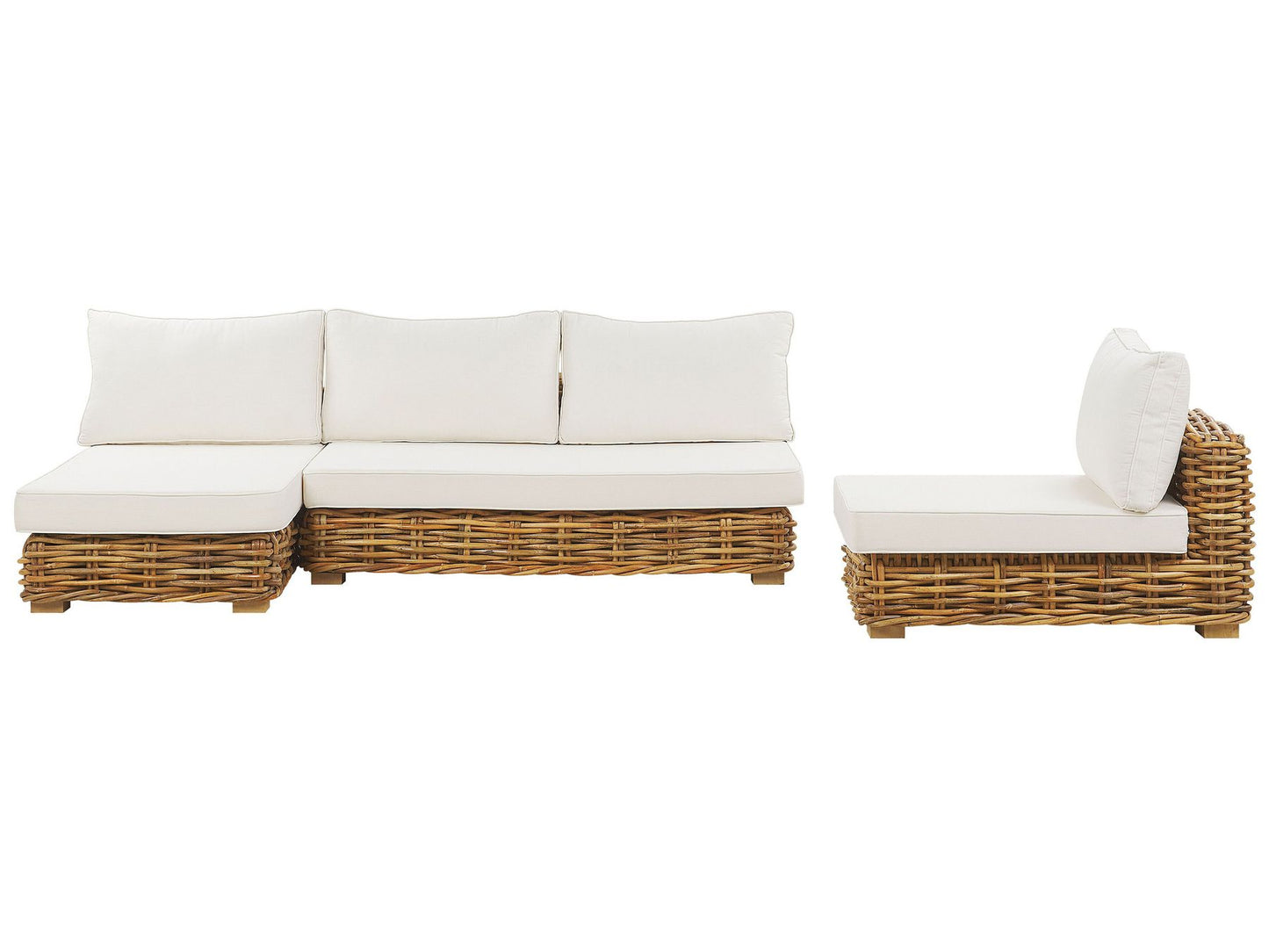 Garden Lounge Set with Table 4 Seater VARALLO Right Hand Modular Rattan Natural