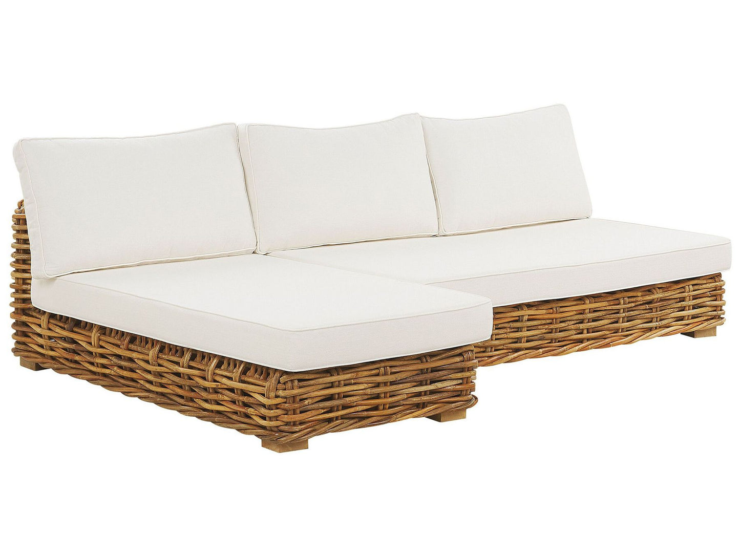 Garden Lounge Set with Table 4 Seater VARALLO Right Hand Modular Rattan Natural