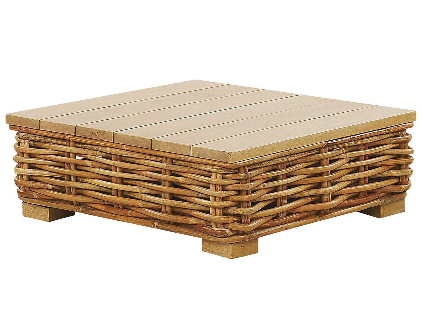 Garden Lounge Set with Table 4 Seater VARALLO Right Hand Modular Rattan Natural