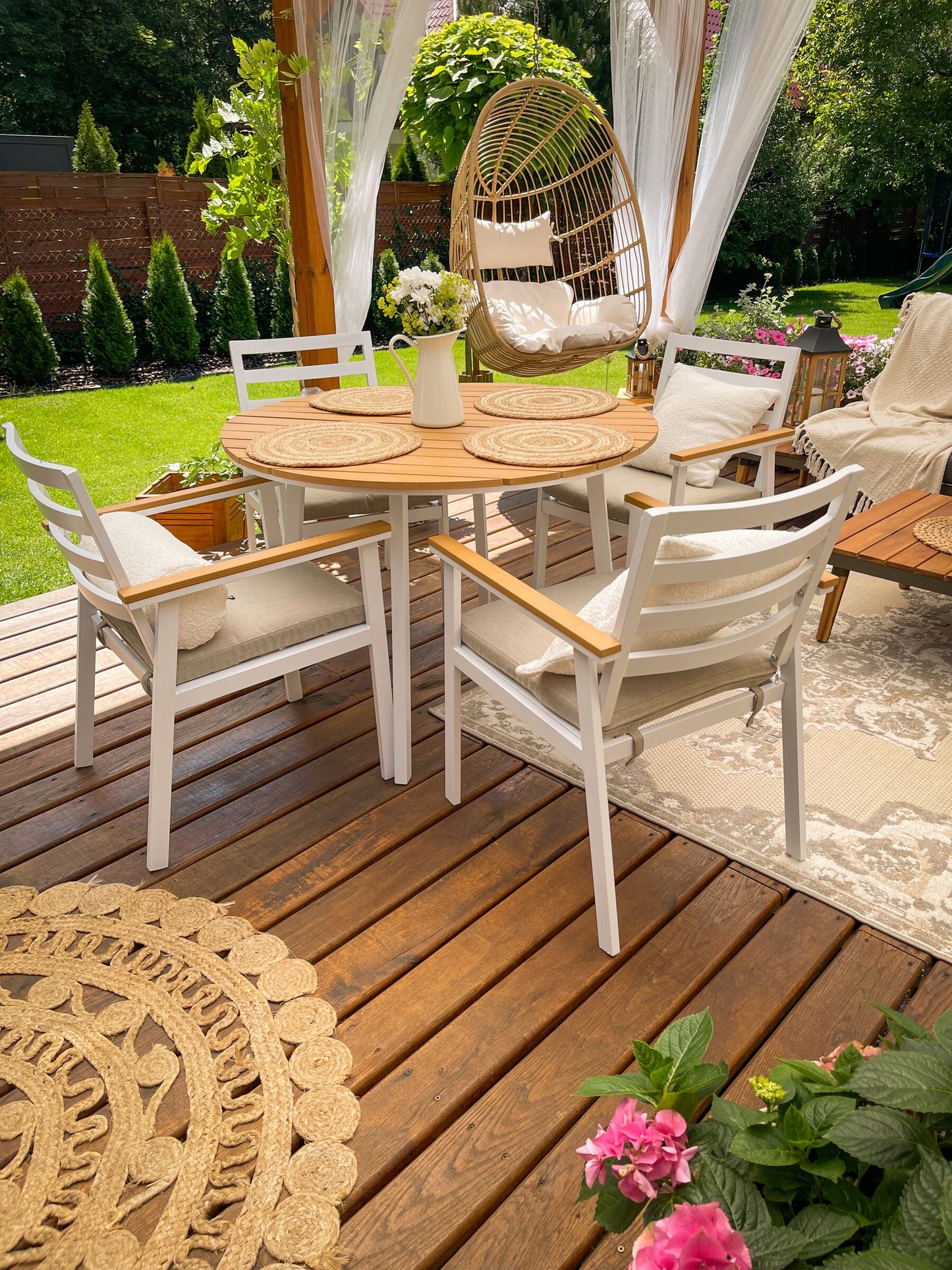 Garden Dining Set 4 Seater CAVOLI with Cushions Metal Beige