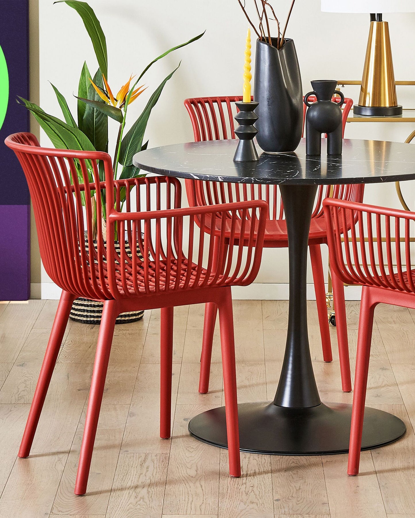 Set of 4 Garden Chairs PESARO Red