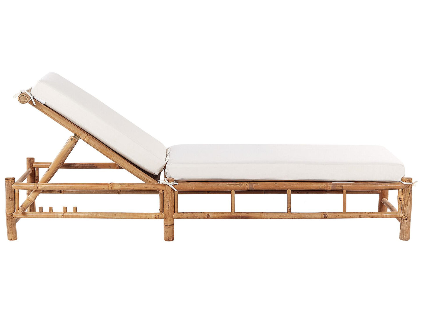 Sun Lounger with Cushion LIGURE Reclining Bamboo Wood Brown