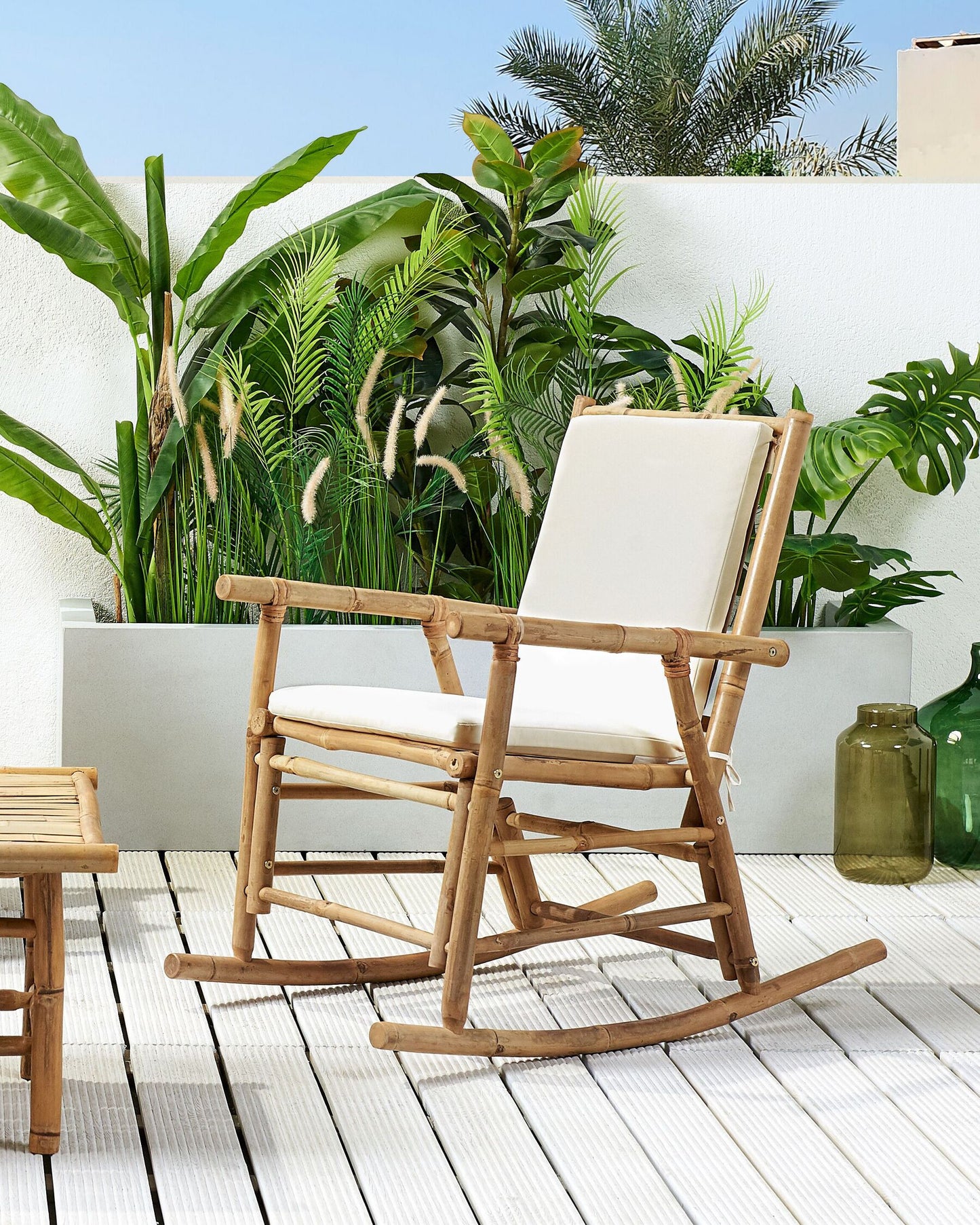 Garden Rocking Chair FRIGOLE Bamboo Wood Brown