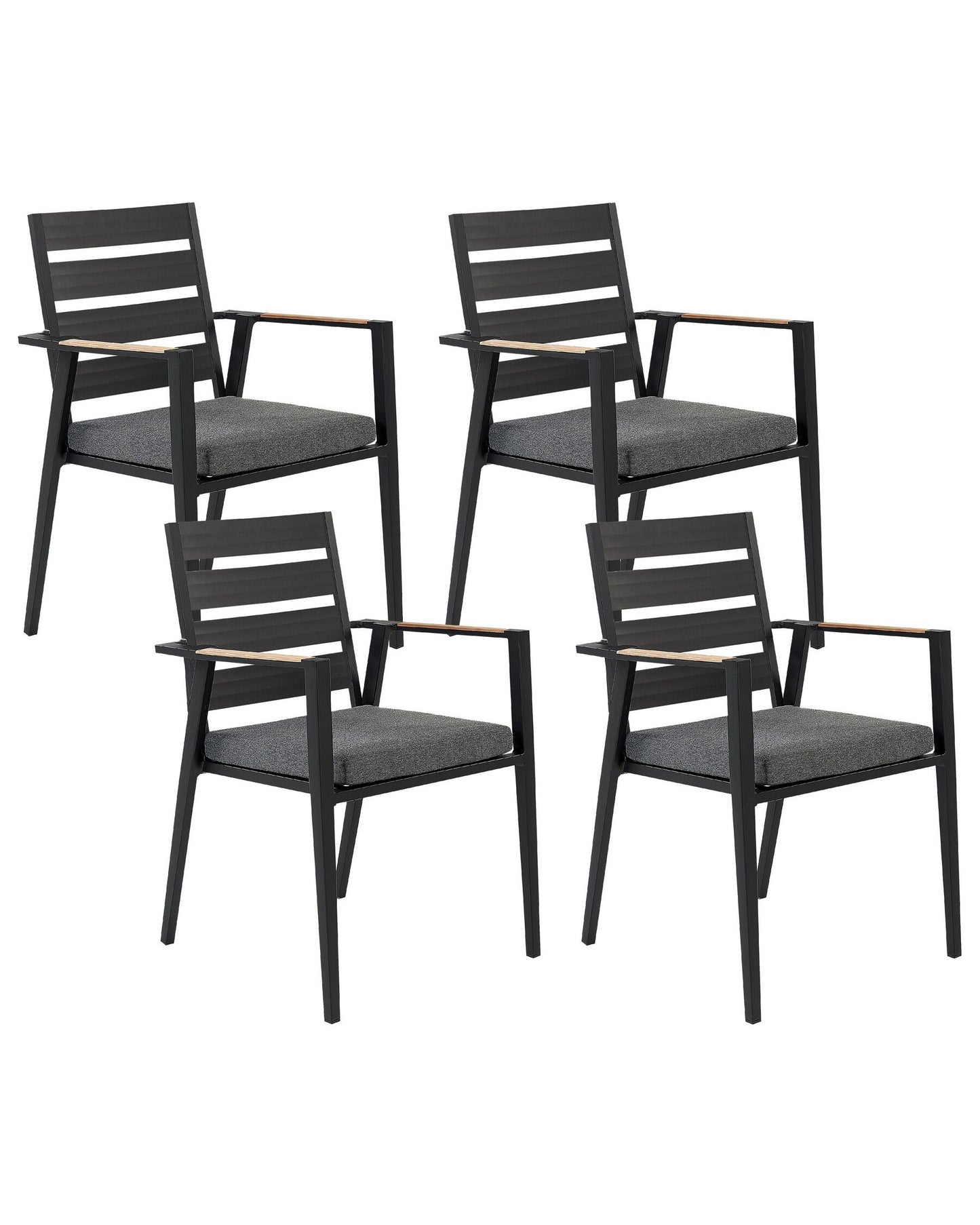 Set of 4 Garden Chairs with Cushions TAVIANO Metal Black