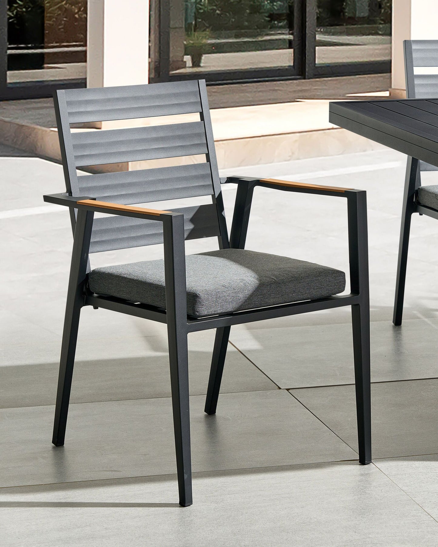 Set of 4 Garden Chairs with Cushions TAVIANO Metal Black