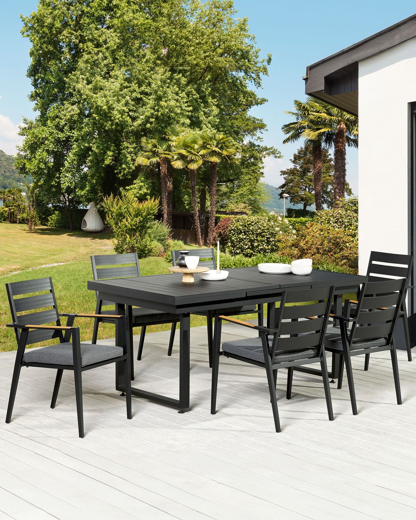 Set of 6 Garden Chairs with Cushions TAVIANO Metal Black