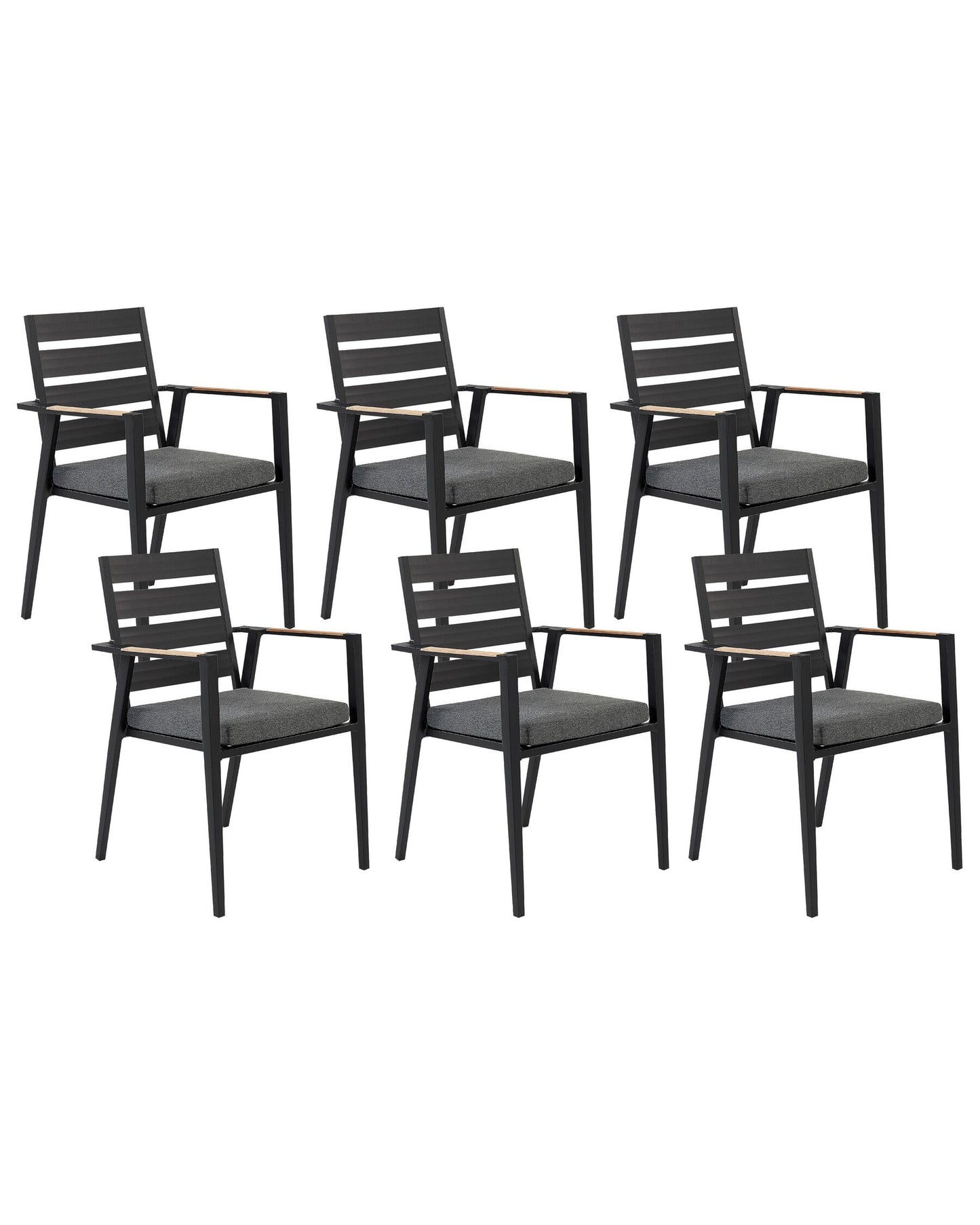 Set of 6 Garden Chairs with Cushions TAVIANO Metal Black