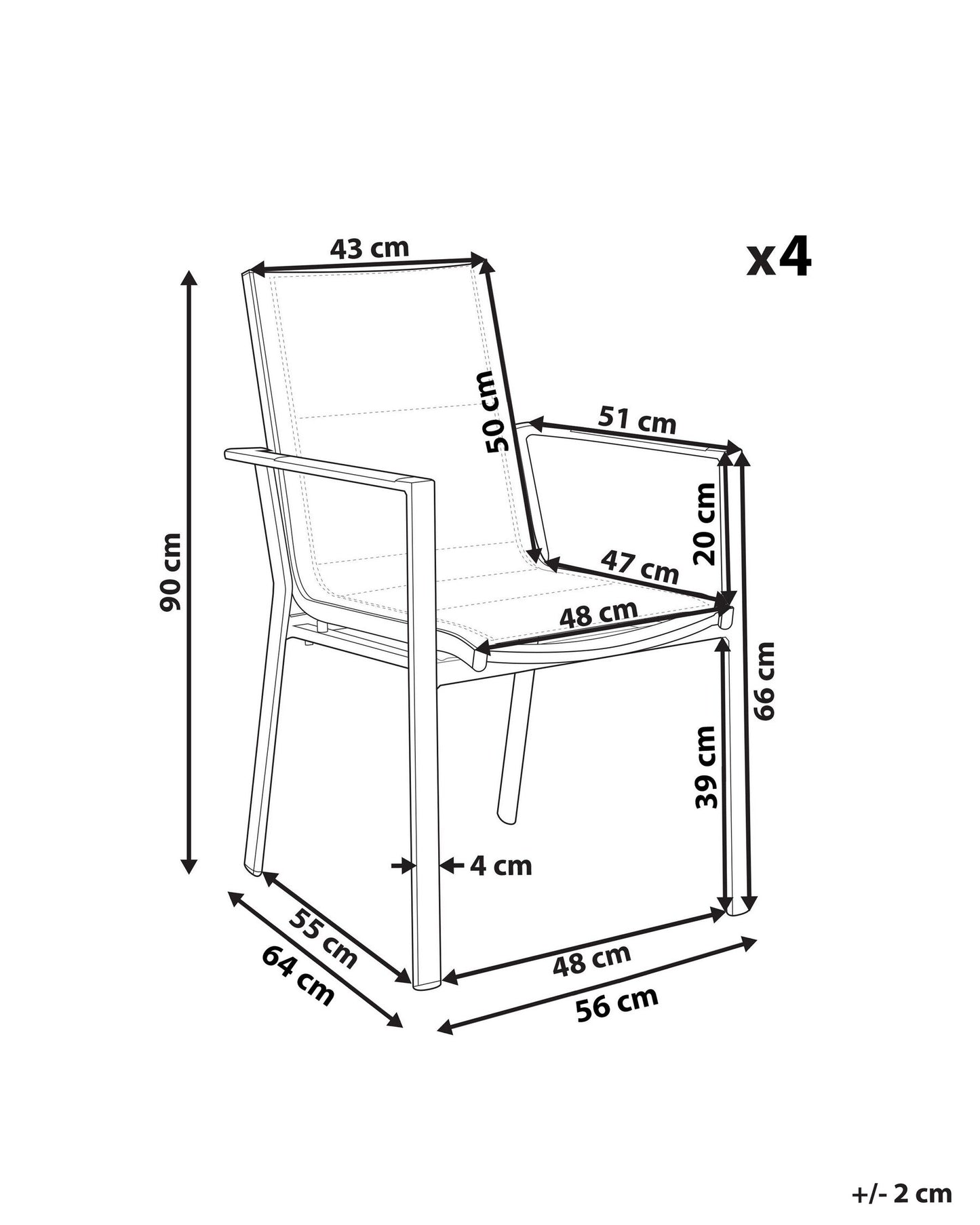 Garden Chair BUSSETO Metal Black