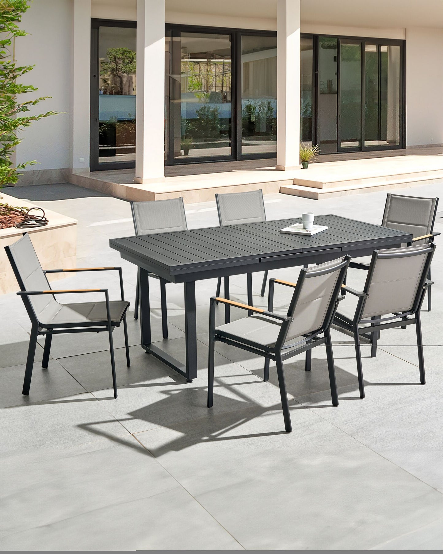 Set of 6 Garden Chairs BUSSETO Metal Black