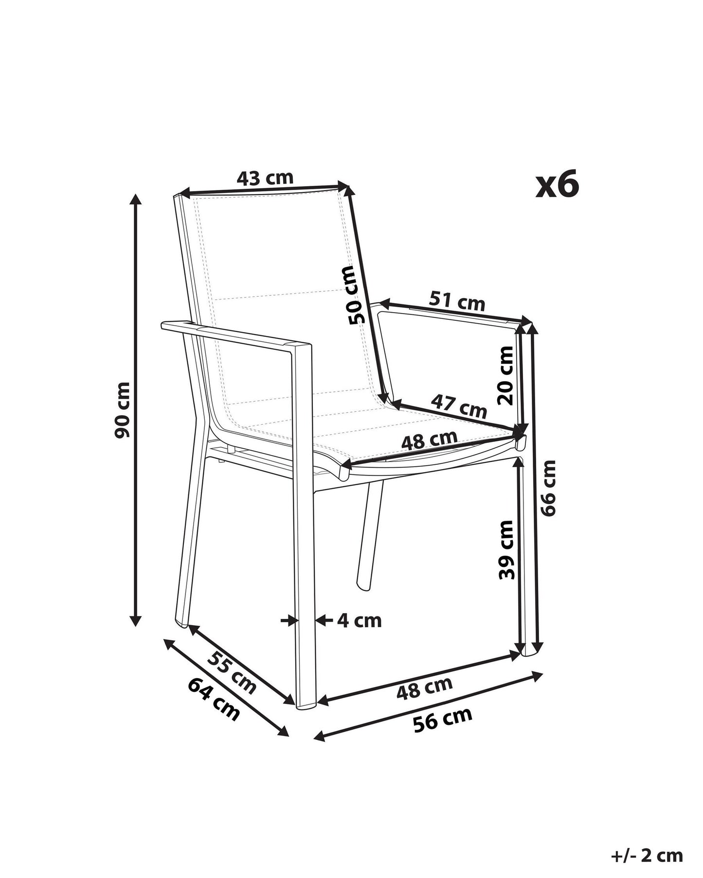 Set of 6 Garden Chairs BUSSETO Metal Black