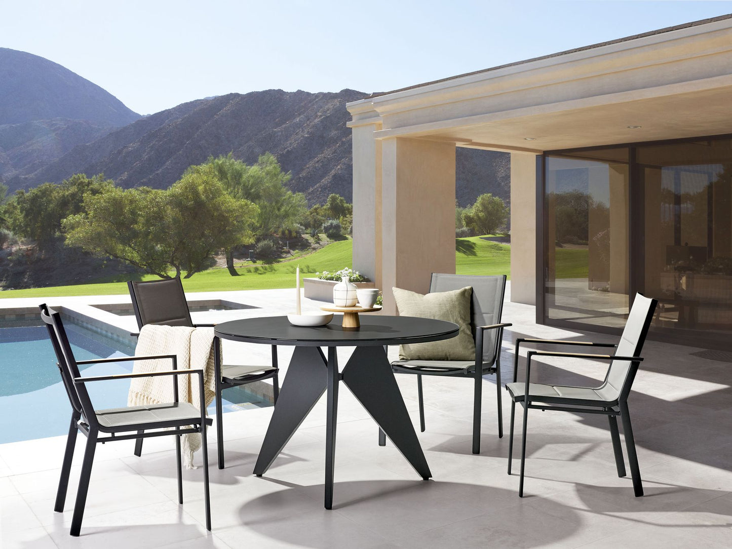 Garden Dining Set 4 Seater OLMETTO/BUSSETO Metal Black