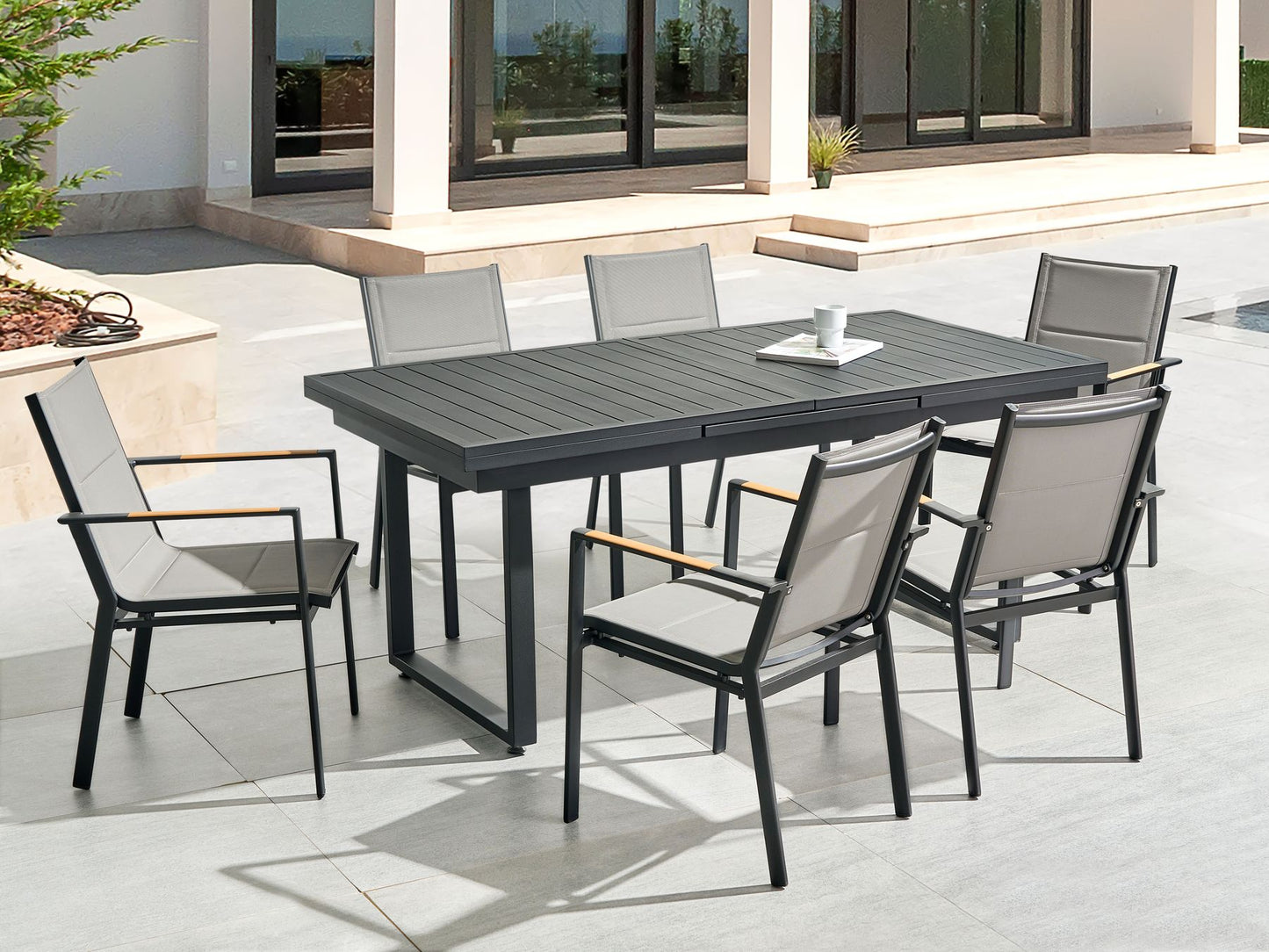 Garden Dining Set 6 Seater VALCANETTO/BUSSETO Metal Black