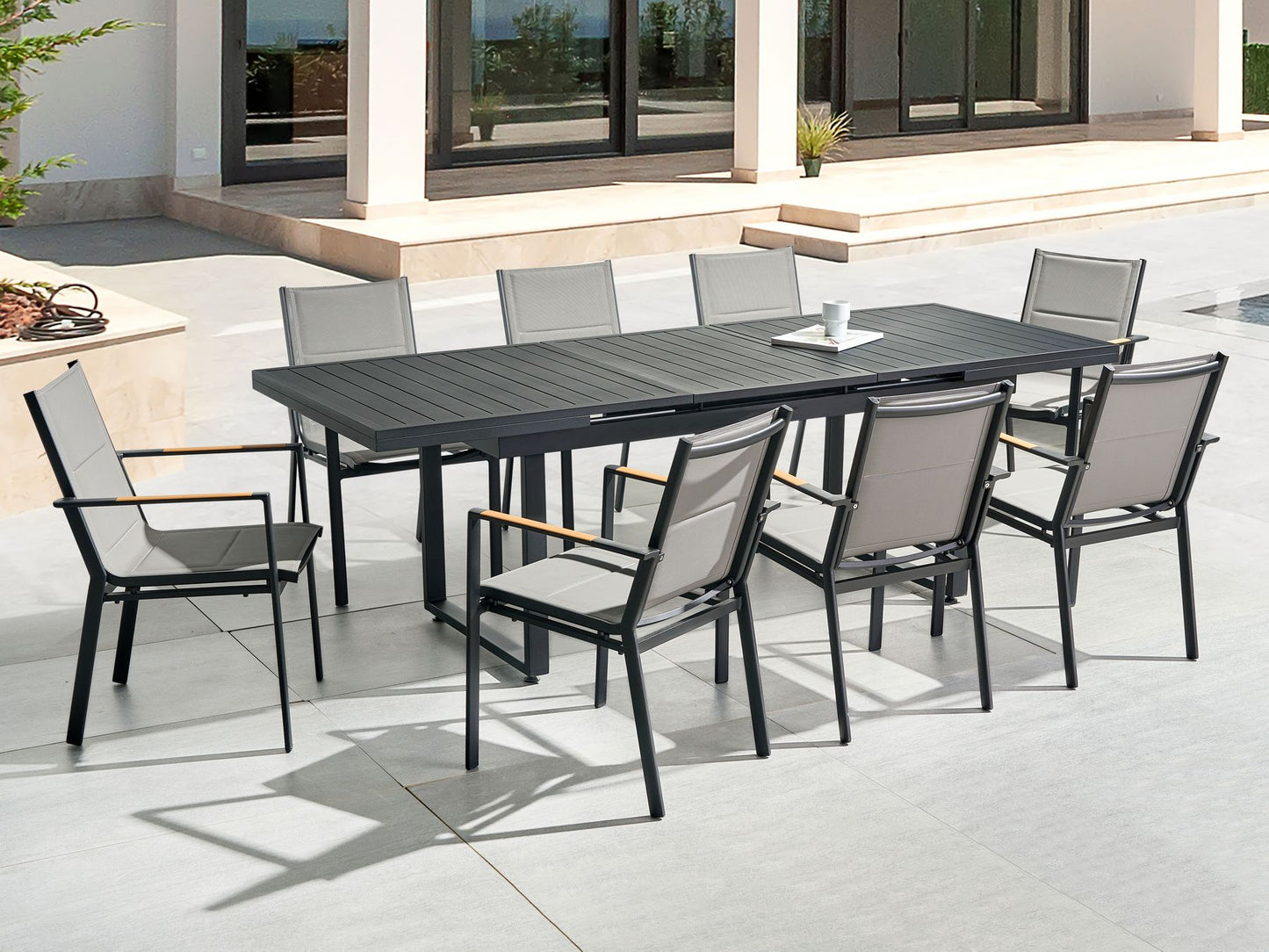 Garden Dining Set 8 Seater VALCANETTO/BUSSETO Metal Black