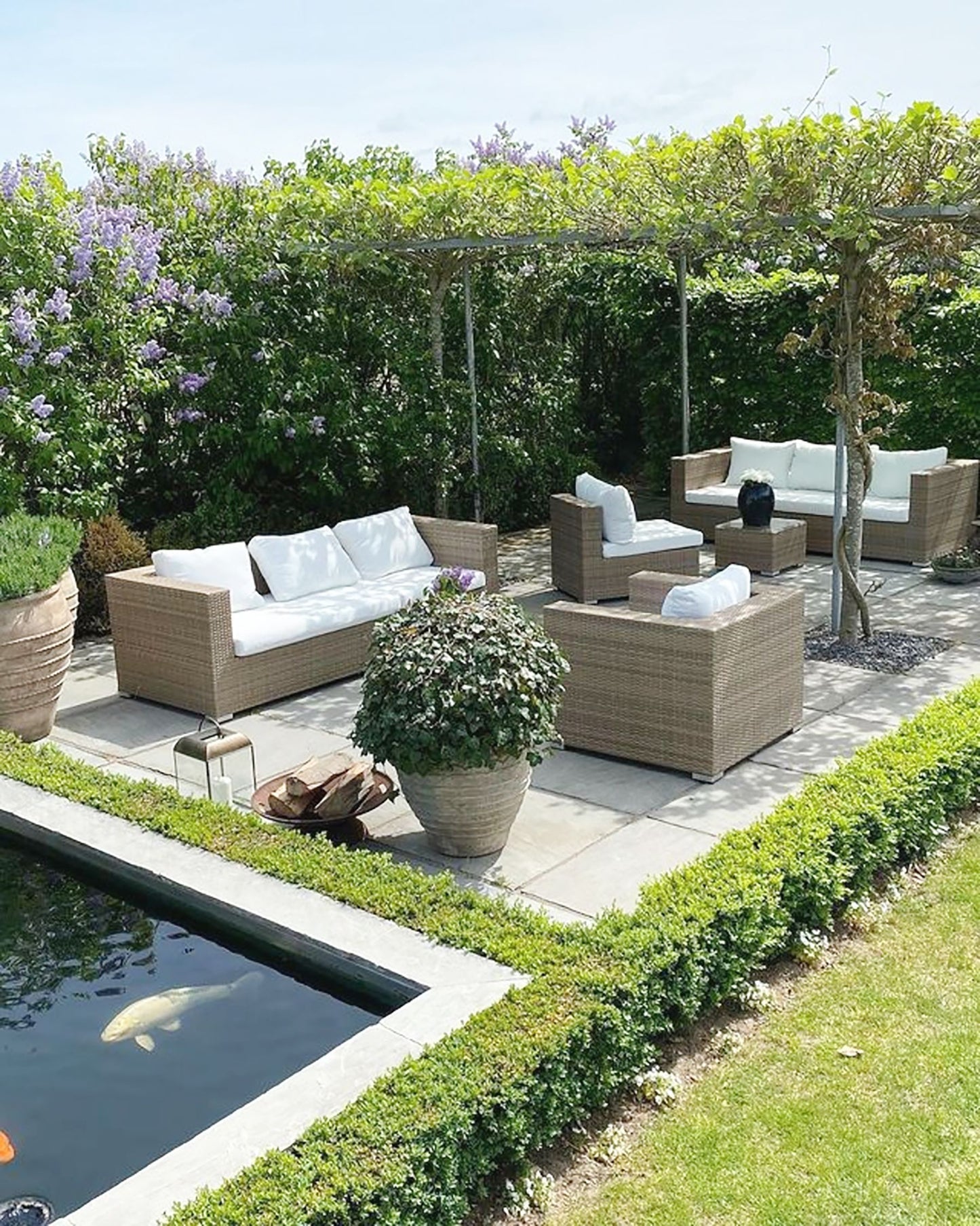 Garden Lounge Set with Table 8 Seater Modular Rattan Light Brown