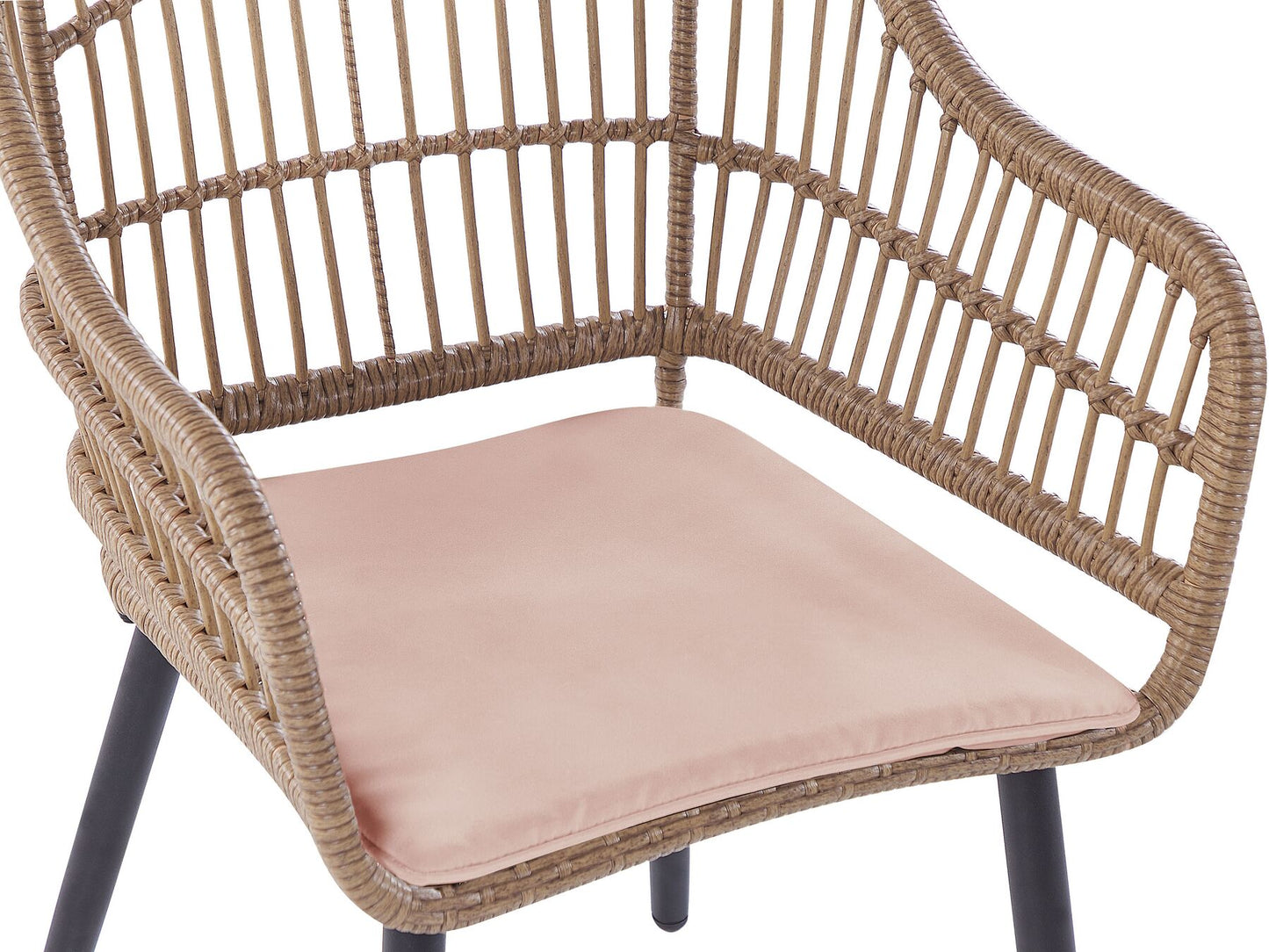 Garden Dining Set 6 Seater ALIANO with Cushions PE Rattan Pastel Pink
