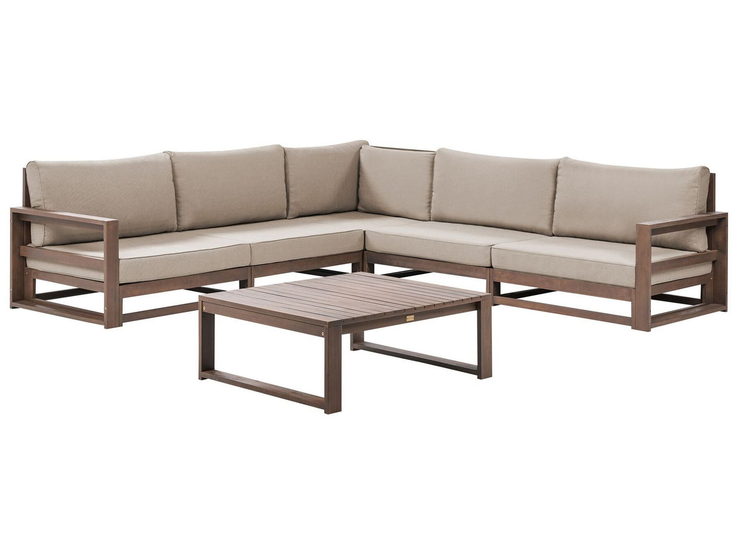Garden Corner Sofa with Table 5 Seater TIMOR Modular Certified Acacia Wood Dark Brown