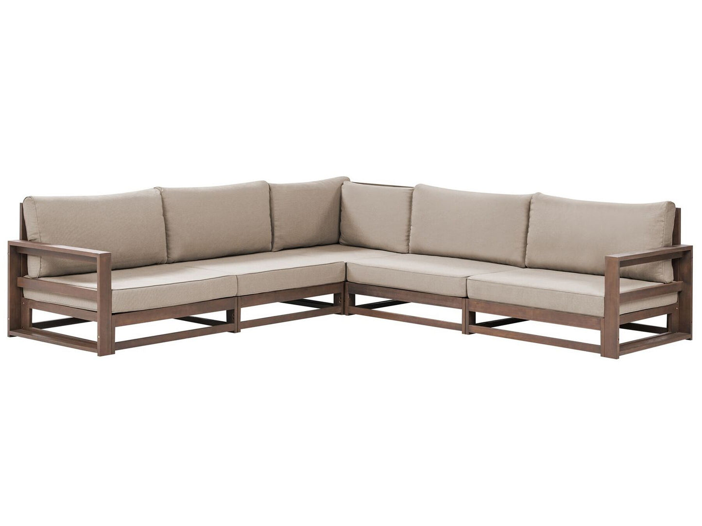 Garden Corner Sofa with Table 5 Seater TIMOR Modular Certified Acacia Wood Dark Brown