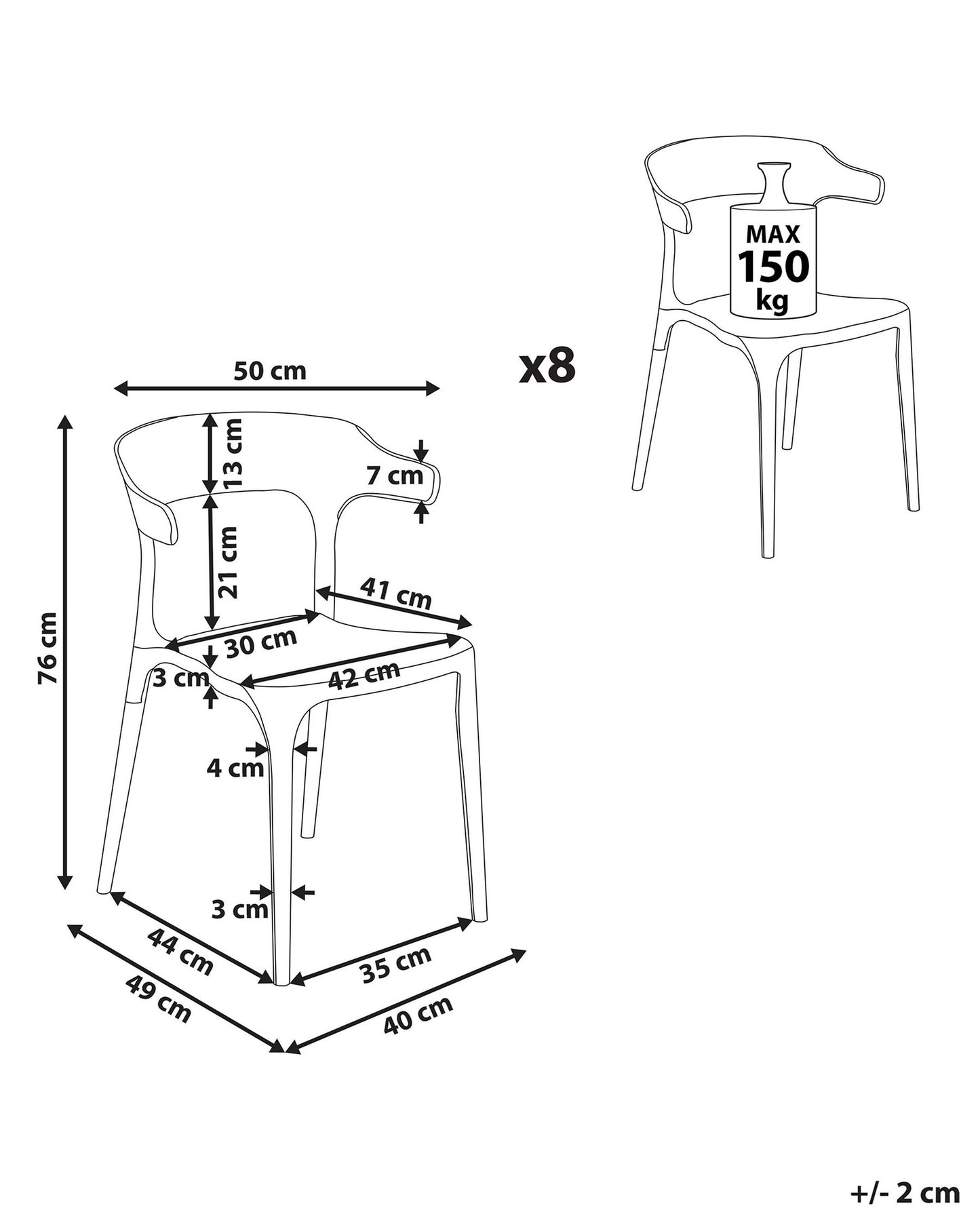 Set of 8 Dining Chairs GUBBIO Sand Beige