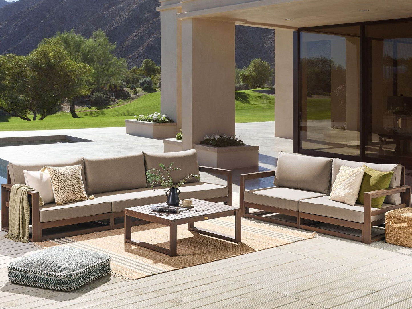 Garden Lounge Set with Table 5 Seater TIMOR Modular Certified Acacia Wood Dark Brown