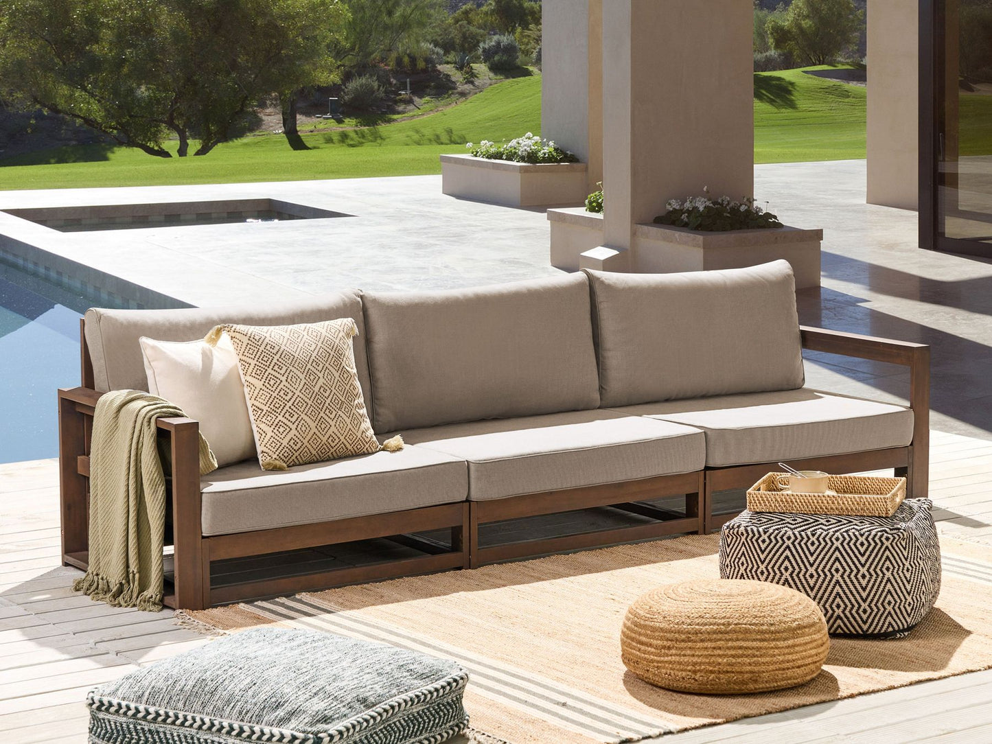 Garden Sofa 3 Seater TIMOR Modular Certified Acacia Wood Dark Brown